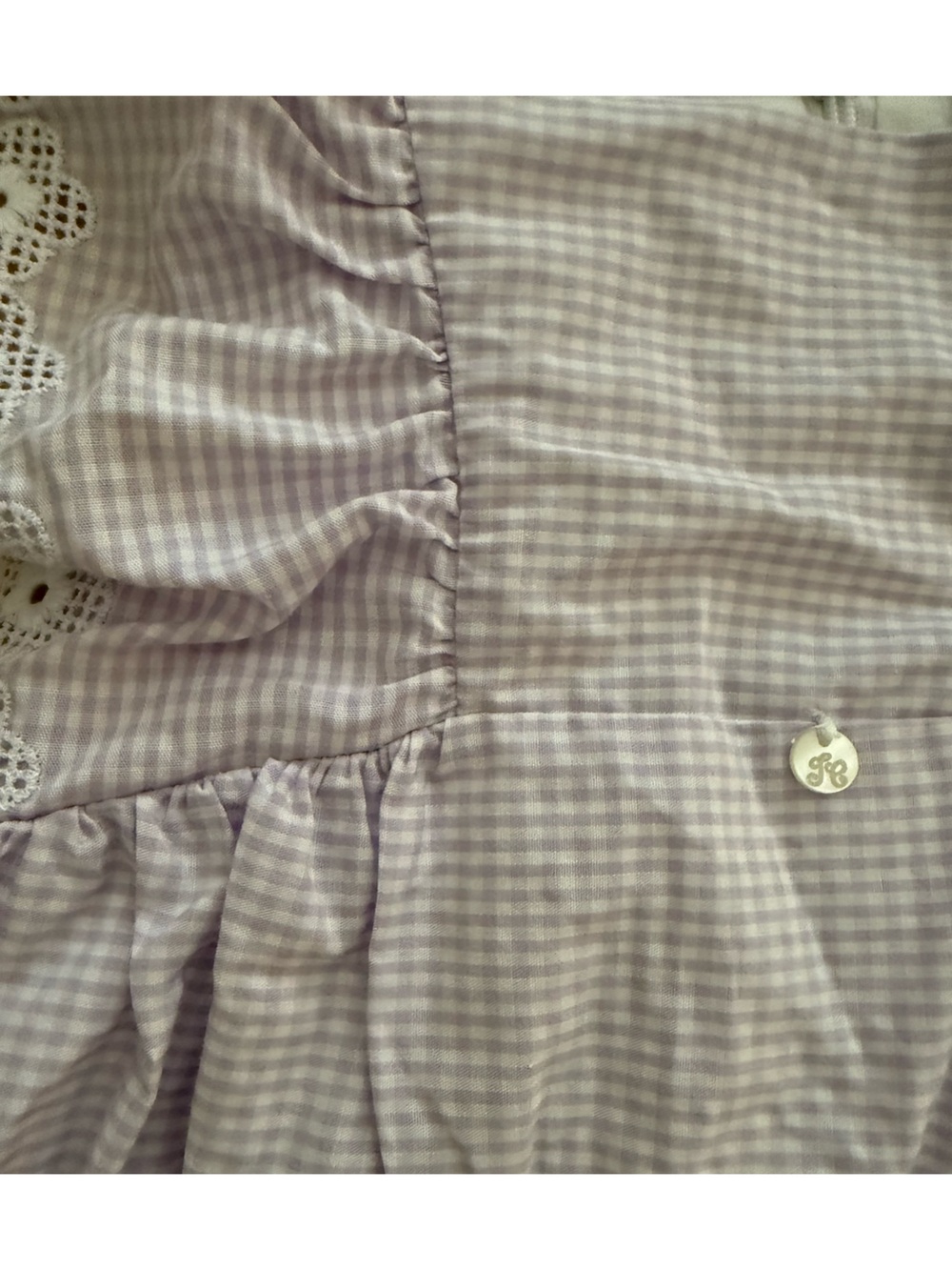 Tartine et Chocolat Lavender Gingham Eyelet Trim Dress - Picture 2 of 5